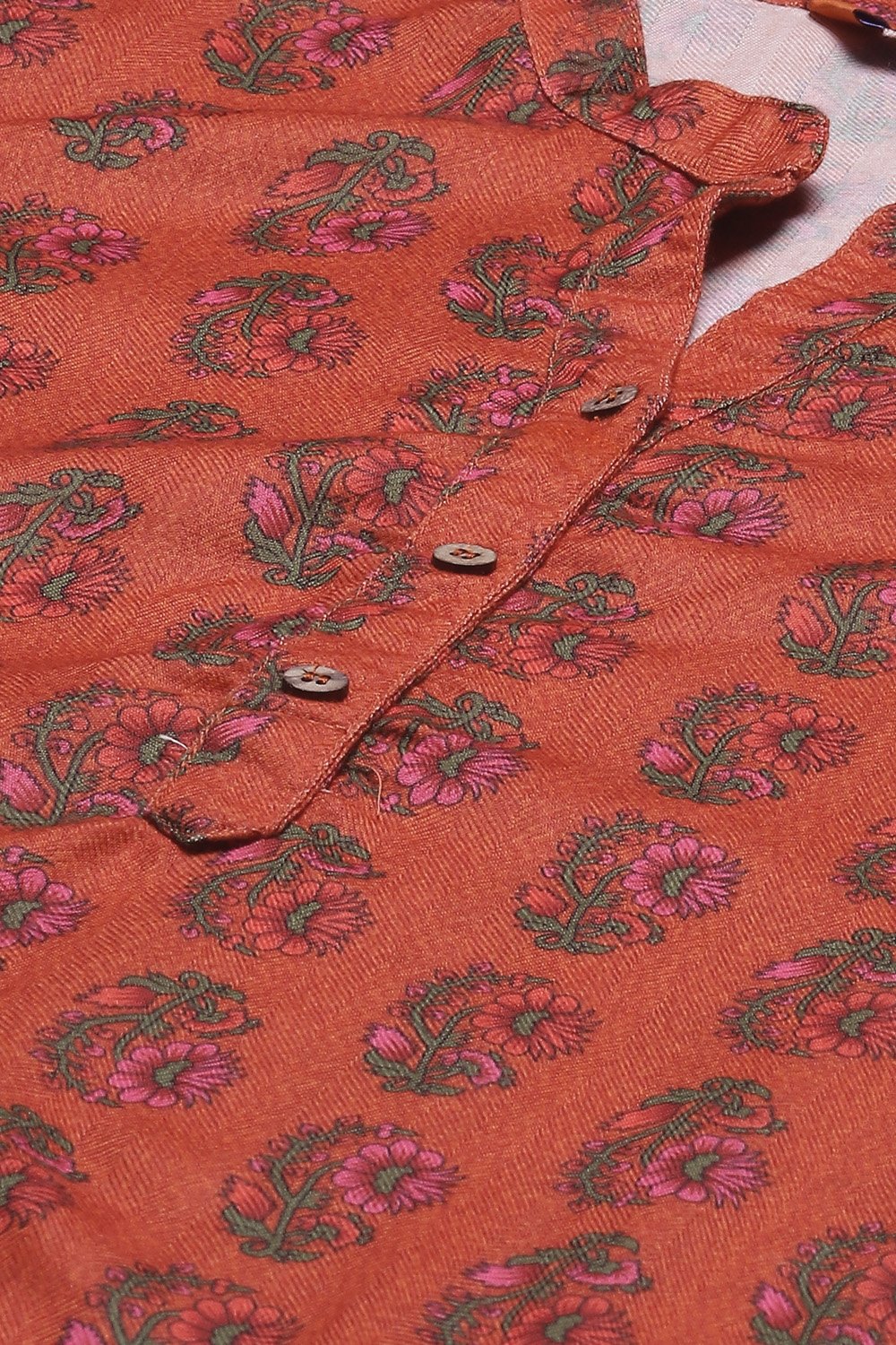 Orange Poly Cotton Straight Kurta image number 1